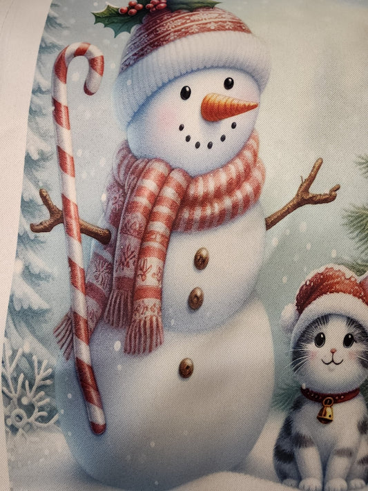 Snowman and Christmas tree Garden Flag