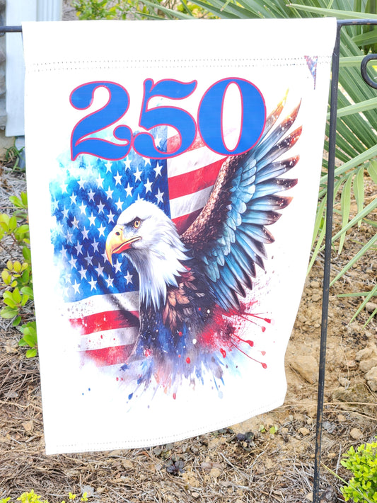 Patriotic 250 birthday garden flag