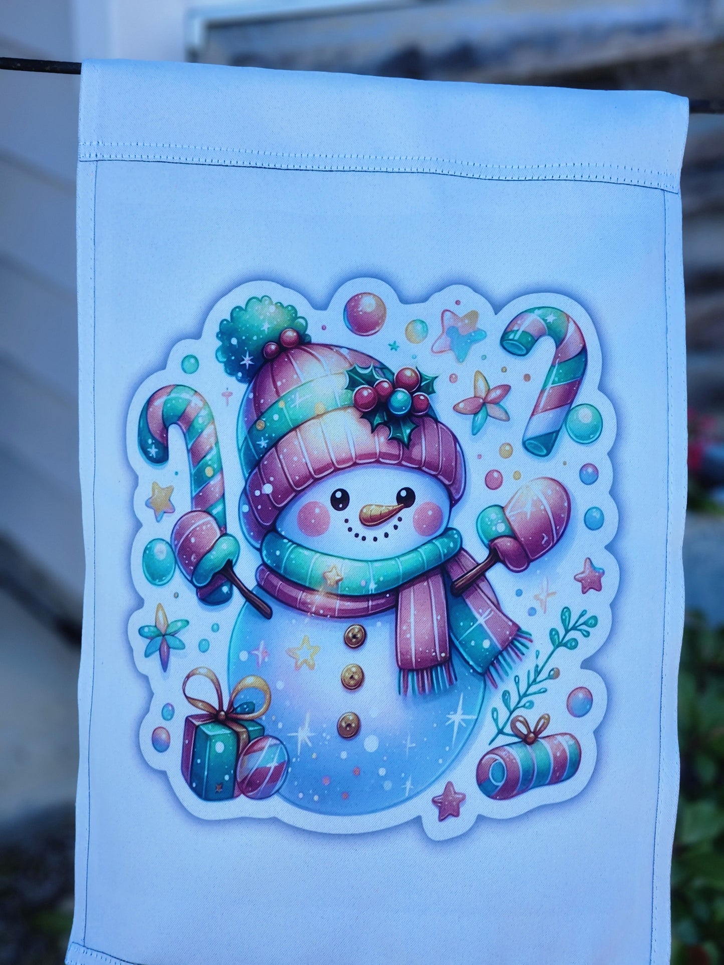 Cheery Snowman Garden flag