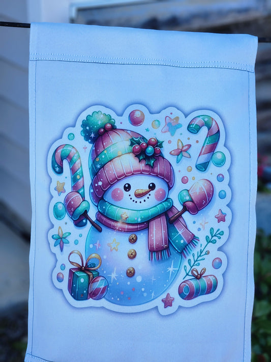 Cheery Snowman Garden flag