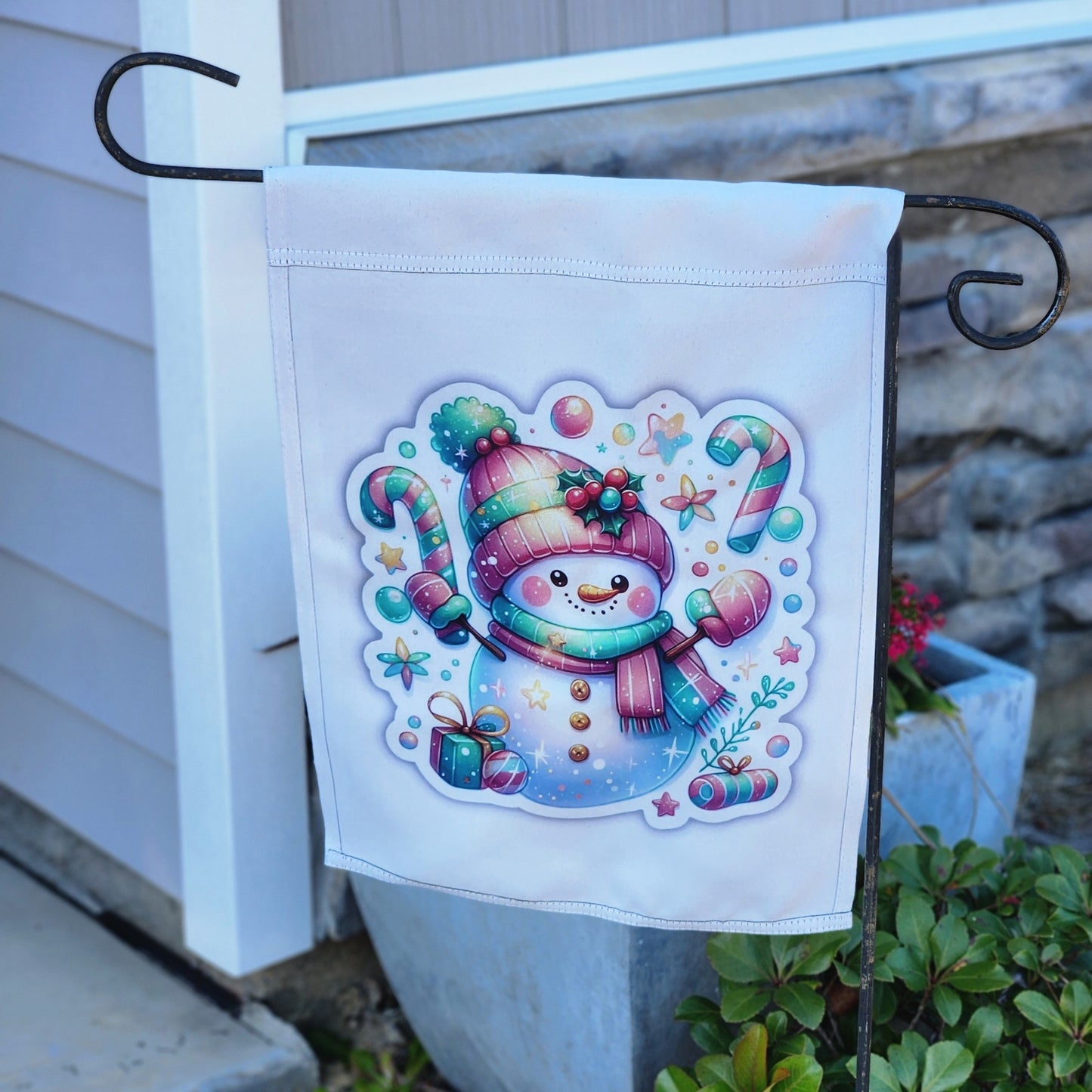 Cheery Snowman Garden flag
