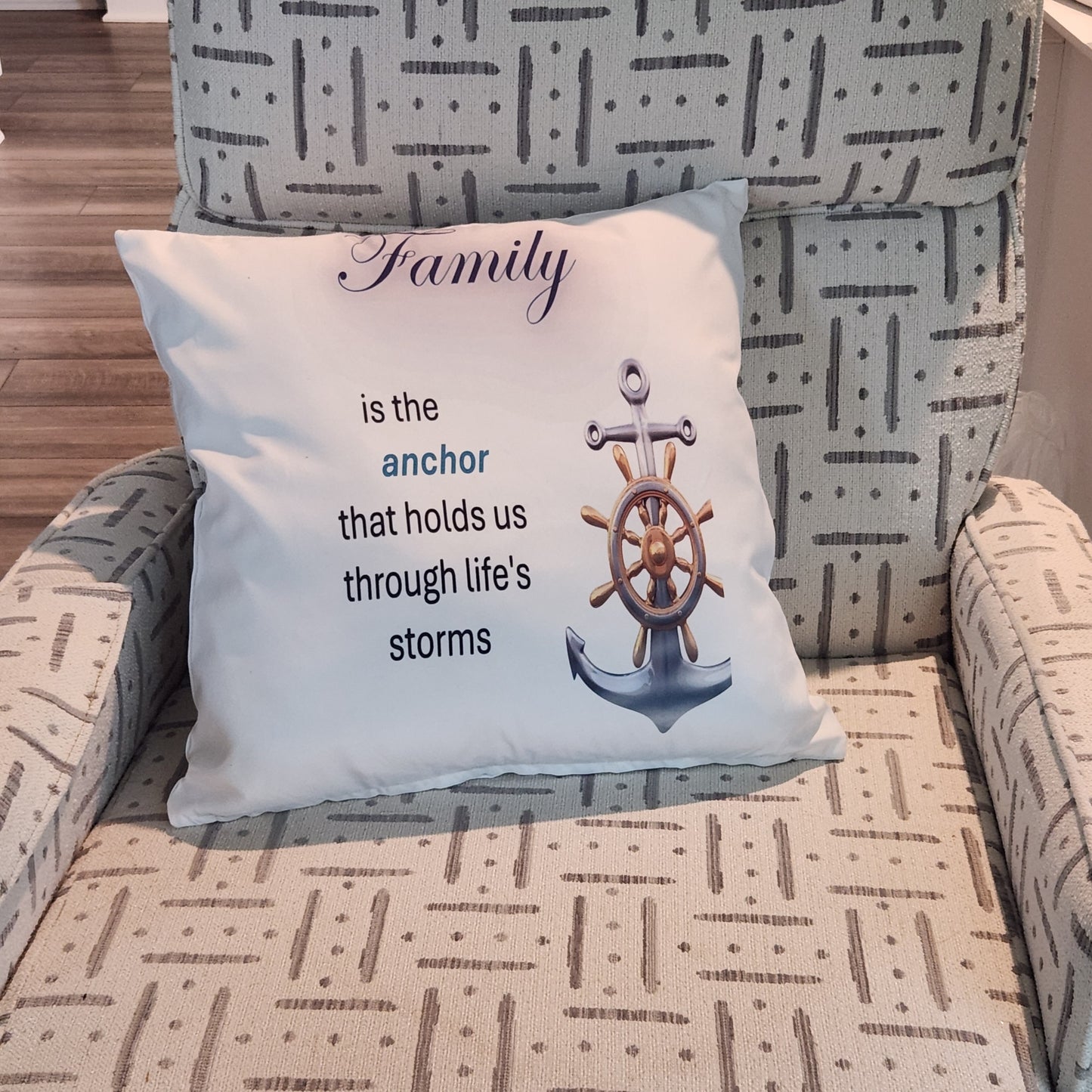 Family Anchor square throw pillow