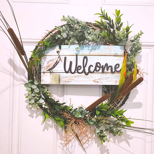 Coastal Wreath with Pelican