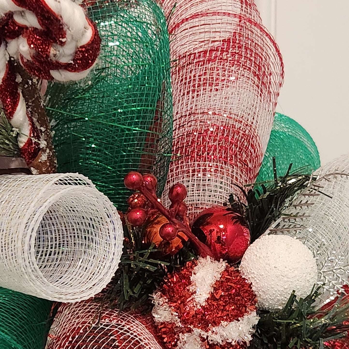 Bright Red White and Green Christmas Wreath