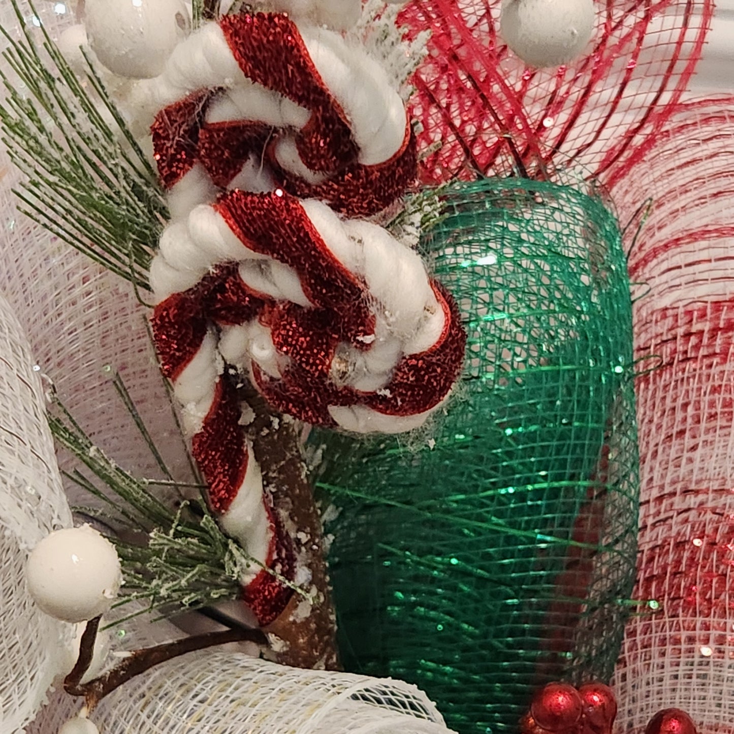 Bright Red White and Green Christmas Wreath