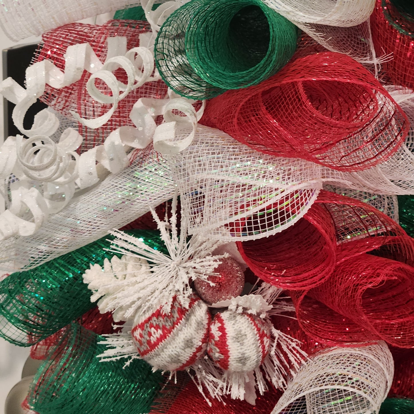 Bright Red White and Green Christmas Wreath