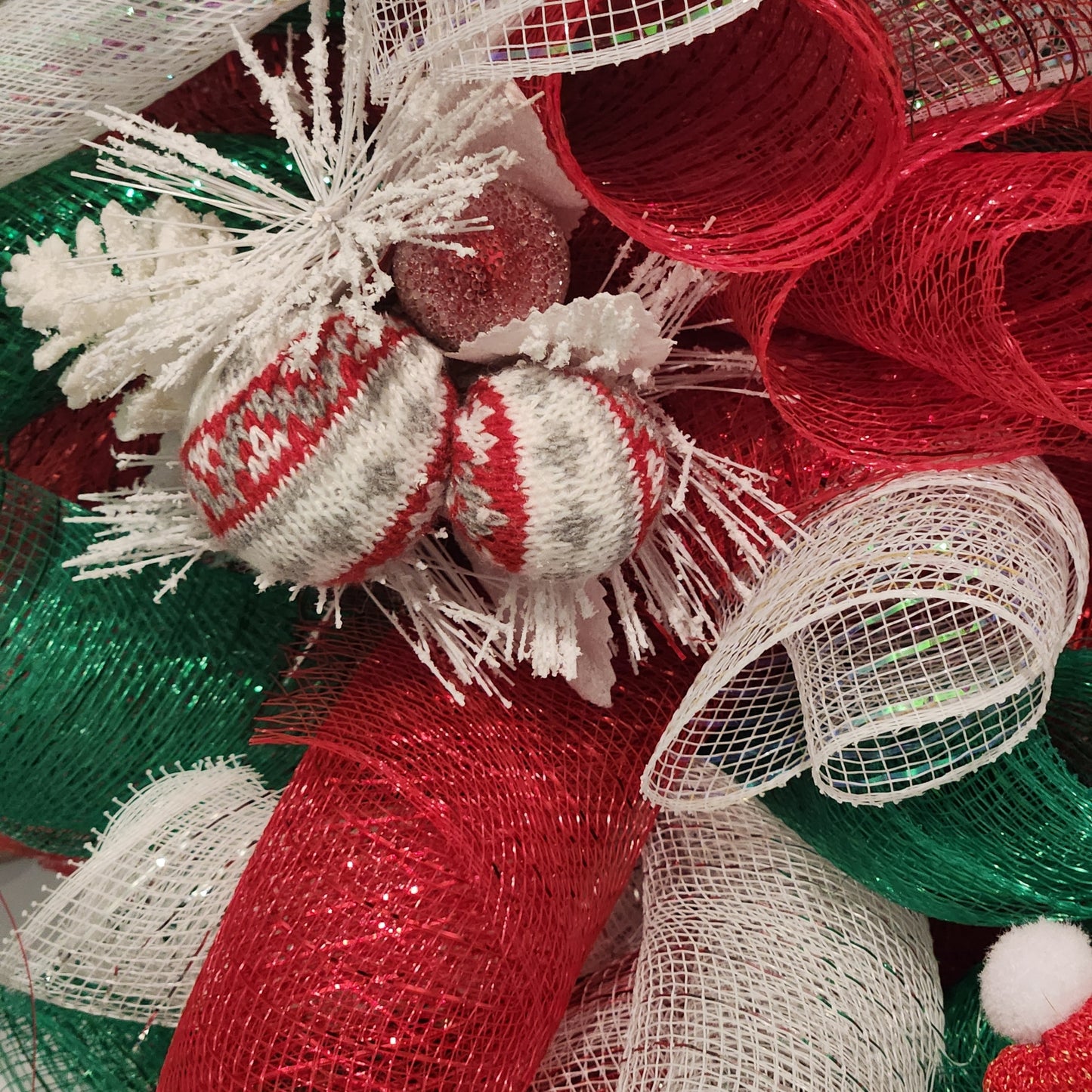 Bright Red White and Green Christmas Wreath