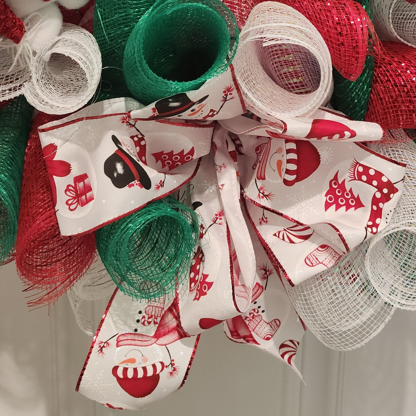 Bright Red White and Green Christmas Wreath