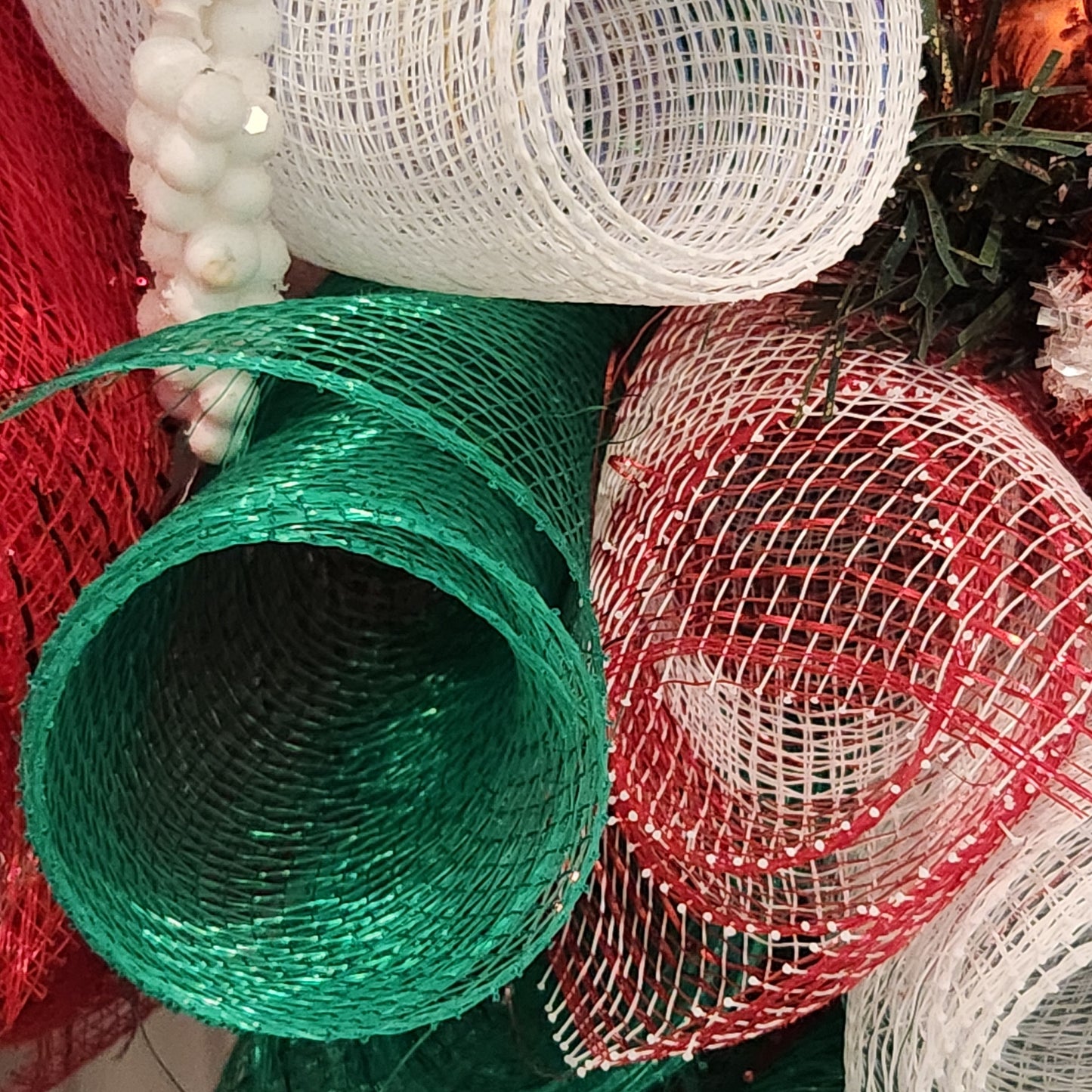 Bright Red White and Green Christmas Wreath
