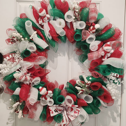 Bright Red White and Green Christmas Wreath