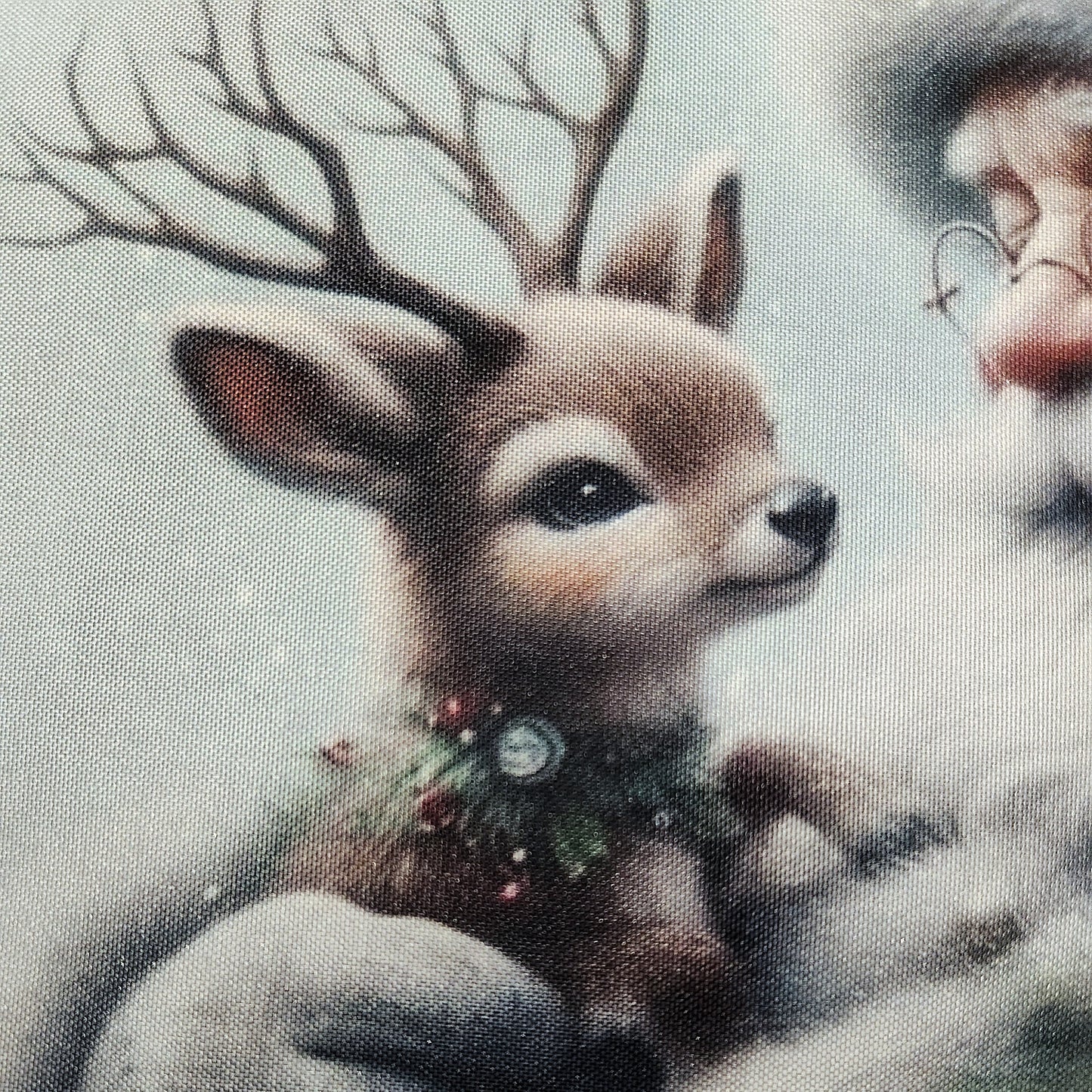 Santa and Deer Christmas Throw Pillow