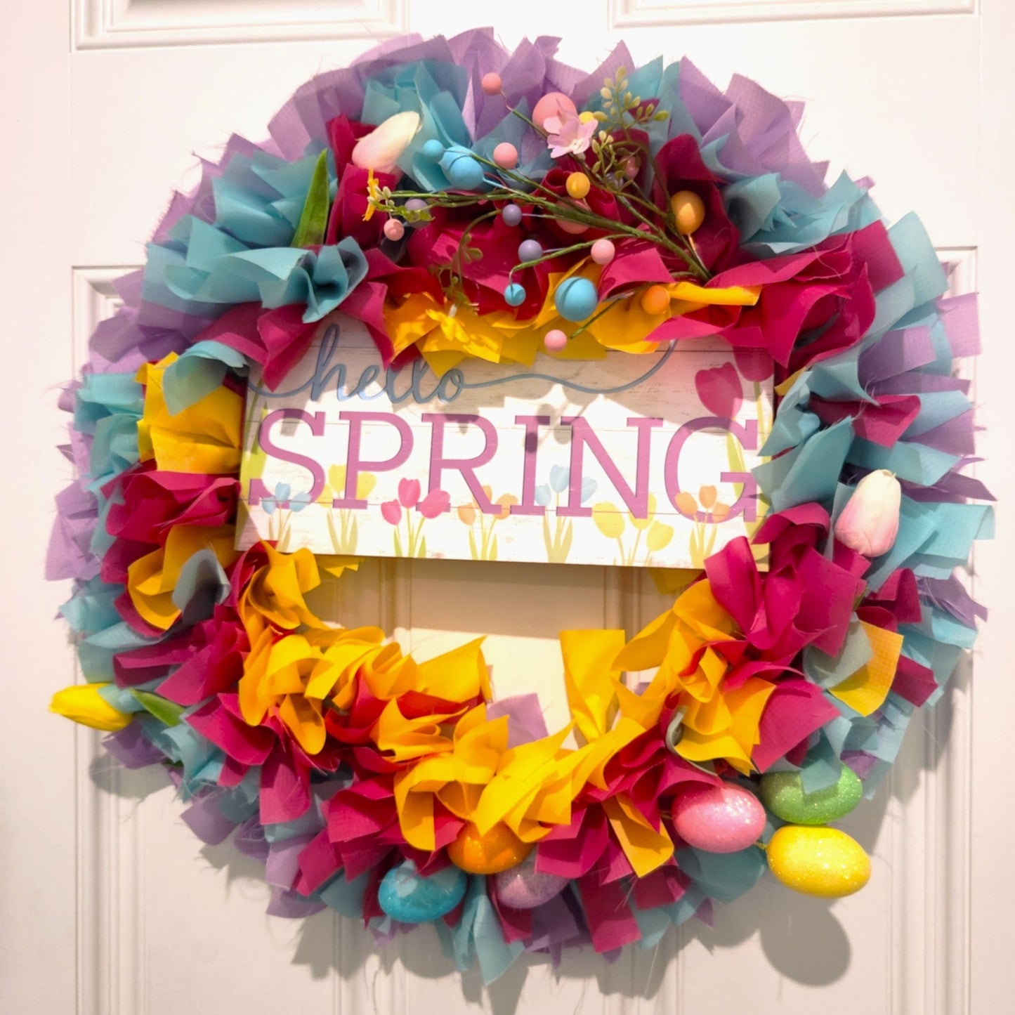 Hello Spring Rag Wreath